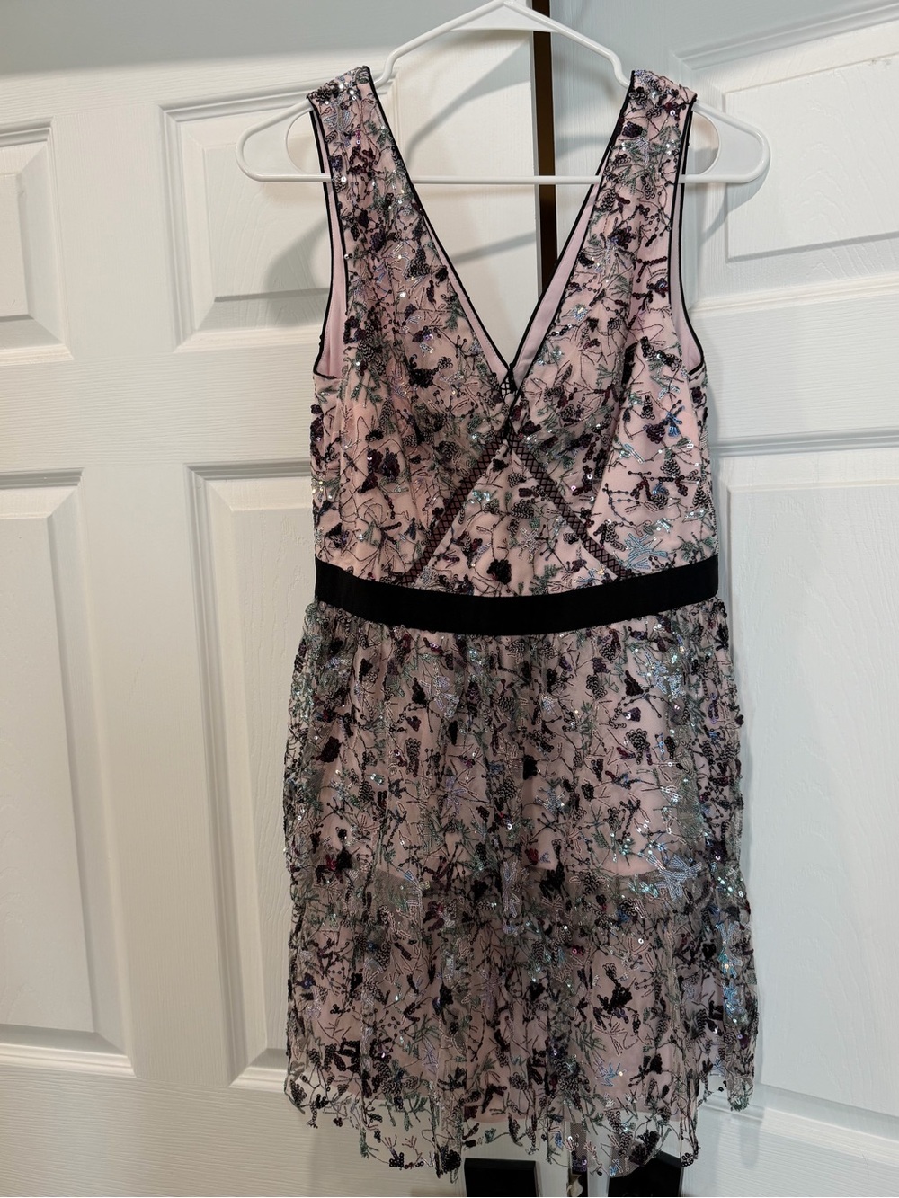 Self-Portrait Pink Sequin Embellished Mesh Dress